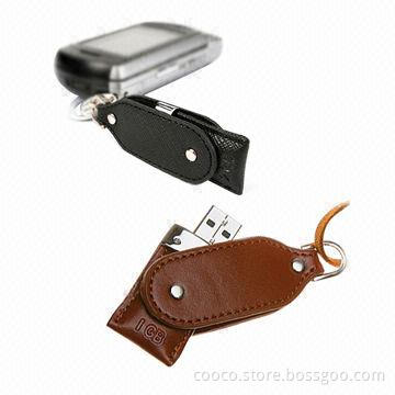 Leather USB Drives with 1 to 256GB Memory Capacity and 10-year Data Retention